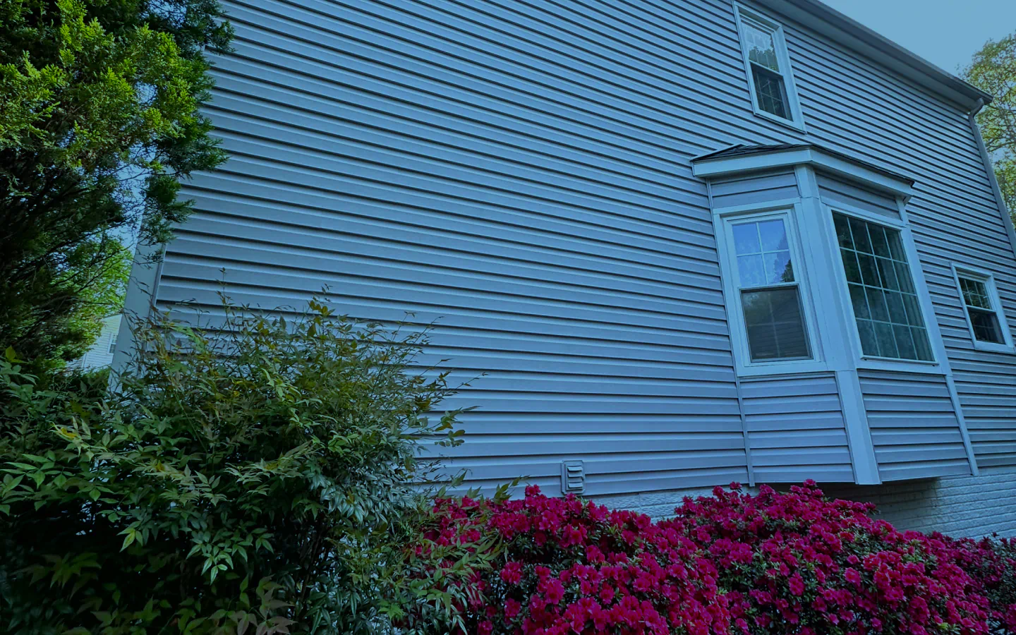 exterior view of a residential house after washing